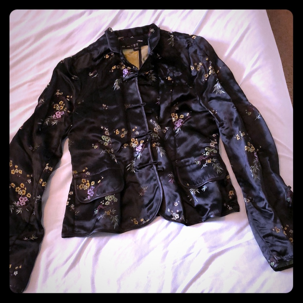 Cute h&m silk Chinese inspired dressy jacket sz 8